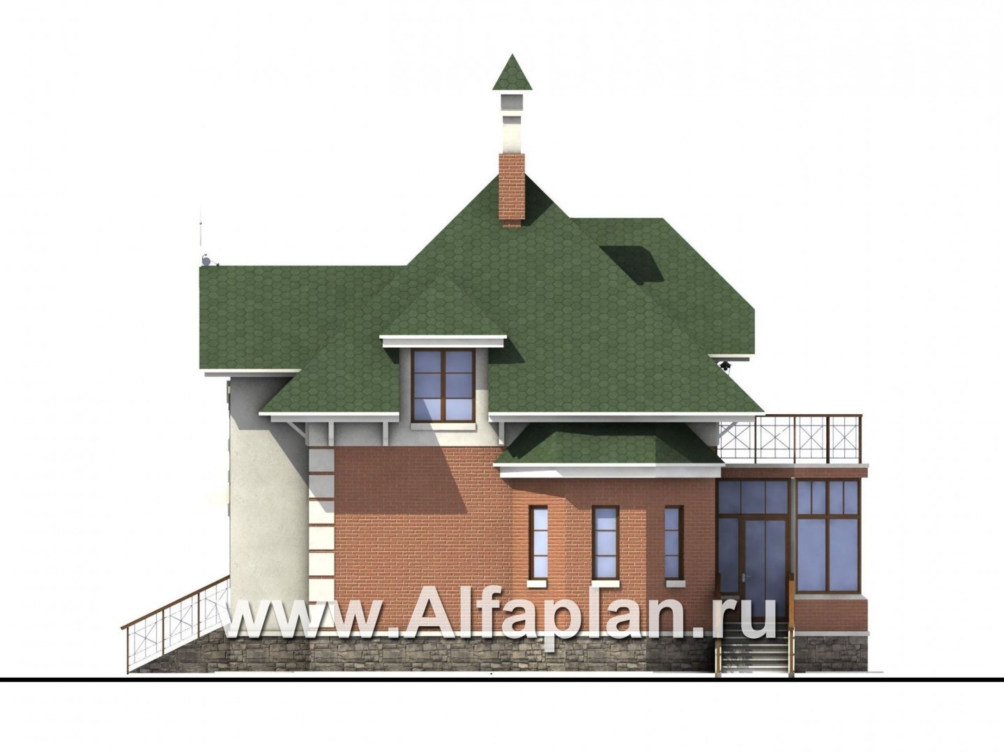 «Шале Малек» -  проект дома с мансардой, с террасой, в английском стиле - фасад дома