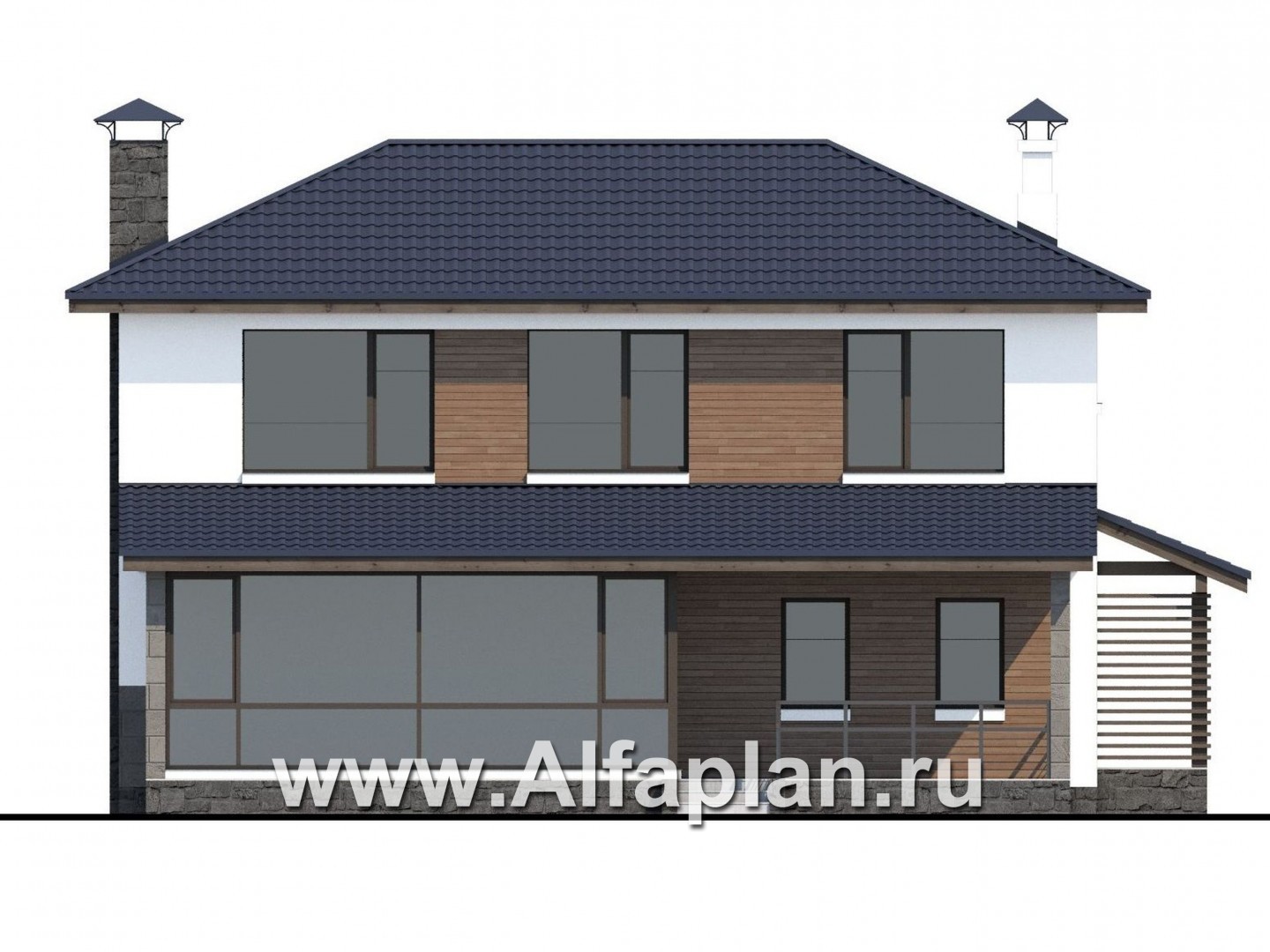 Проекты домов Альфаплан - «Мотивация успеха» - дом, обращенный  окнами в сад - изображение фасада №4
