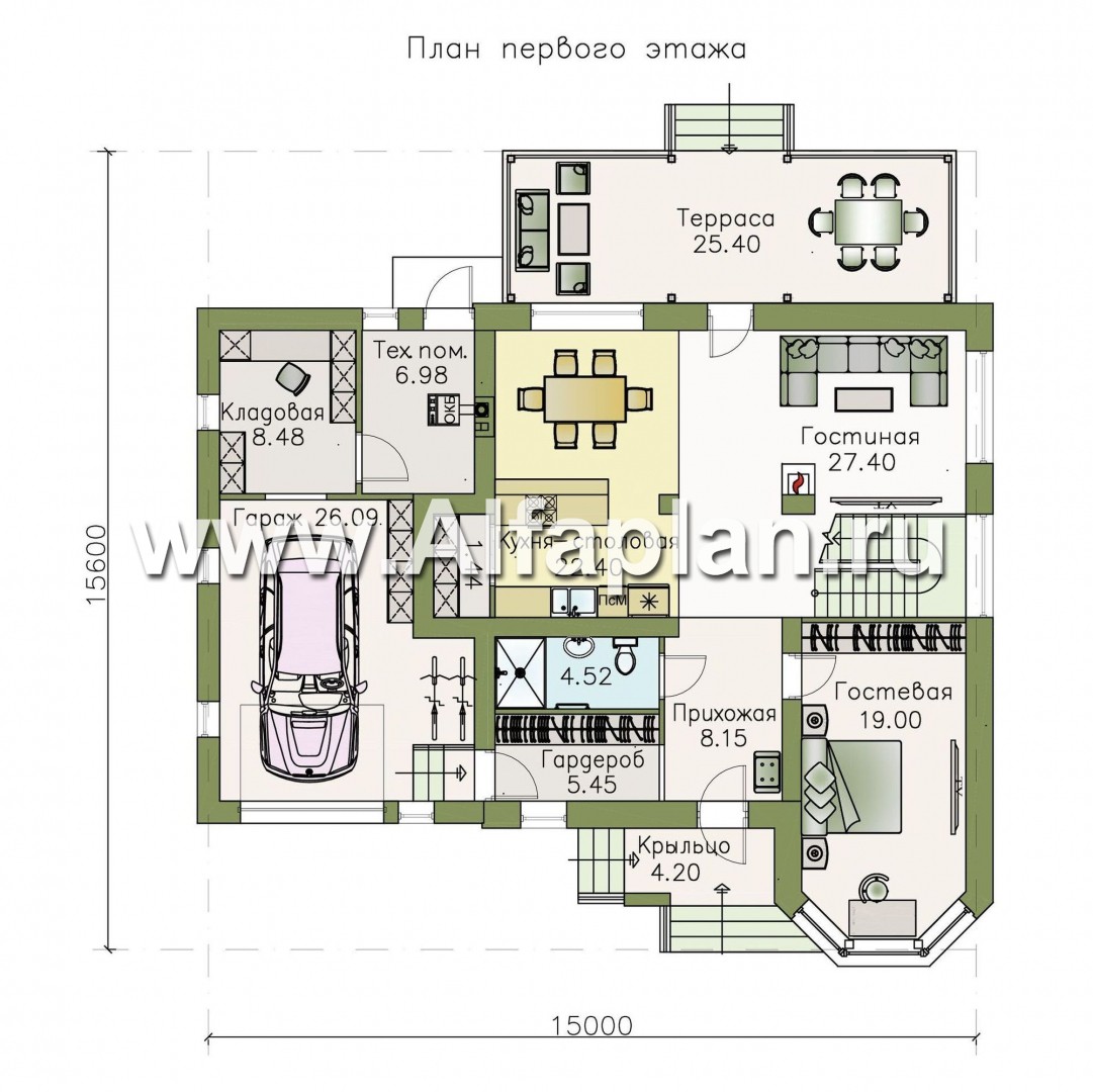 Проекты домов Альфаплан - «Капелла» - современный мансардный дом - изображение плана проекта №1