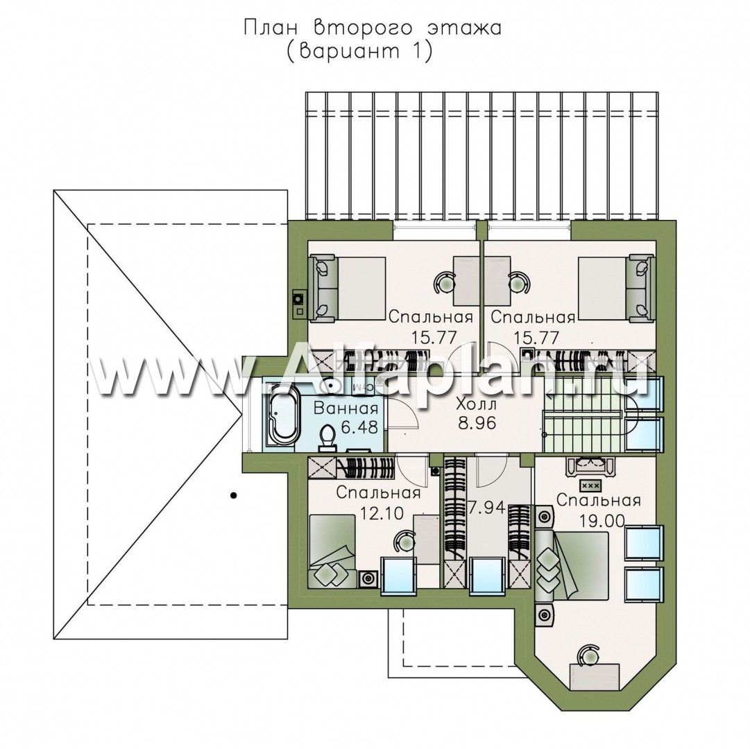 Проекты домов Альфаплан - «Капелла» - современный мансардный дом - план проекта №2