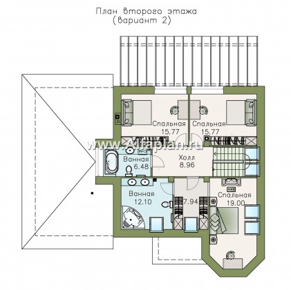 «Капелла» - проект дома с мансардой, из газобетона, с террасой и с эркером, с гаражом, современный стиль - превью план дома