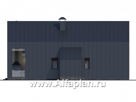 Проекты домов Альфаплан - «Омега» - проект двухэтажного каркасного коттеджа, с террасой, план дома с 5-ю спальнями - превью фасада №2