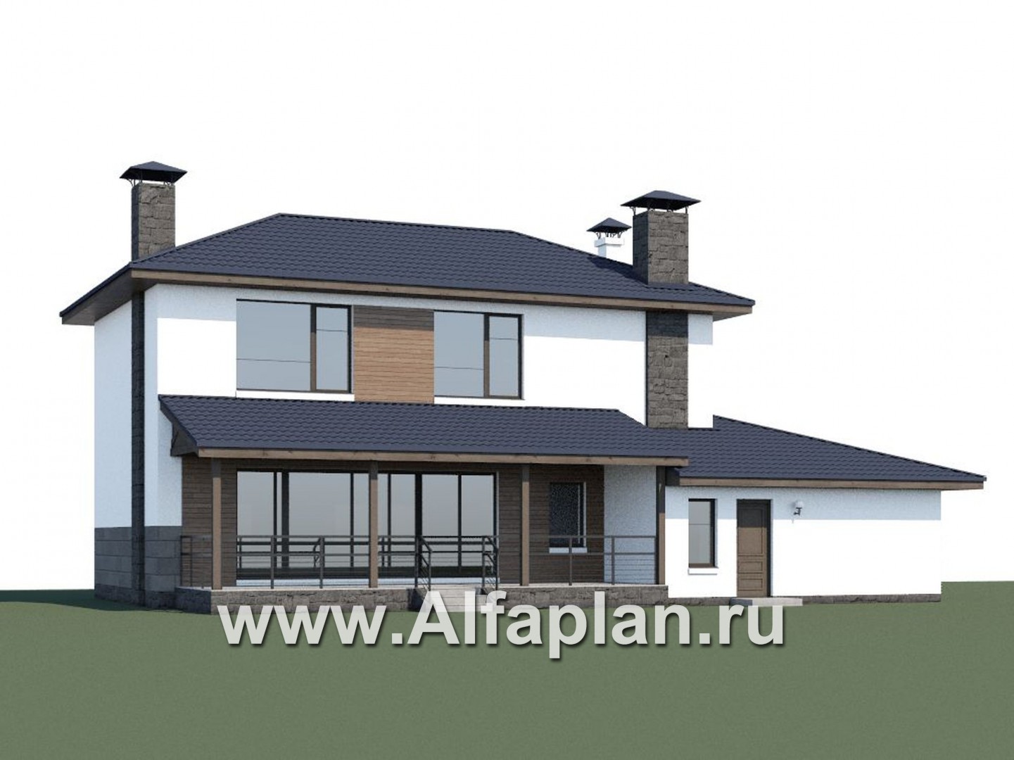 Проекты домов Альфаплан - «Мотивация успеха» - дом с гаражом, обращенный окнами в сад - дополнительное изображение №1