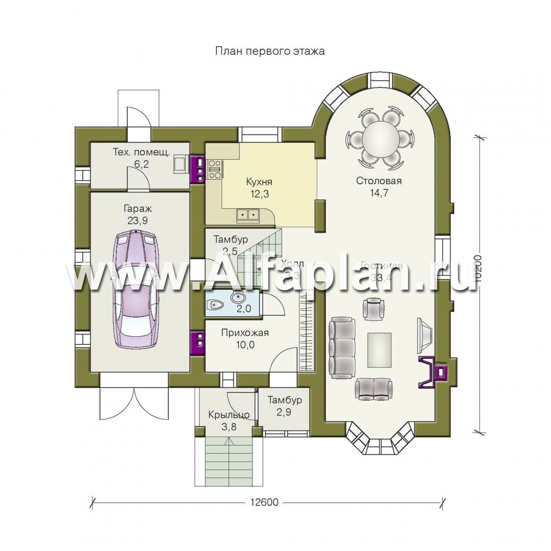 Проекты домов Альфаплан - «Ретростилиса» - рациональный дом - - план проекта №1