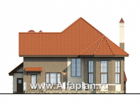 Проекты домов Альфаплан - «Гавань» - комфортабельный дом для большой семьи - превью фасада №4