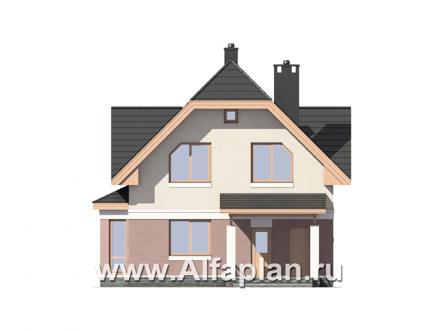 Проекты домов Альфаплан - Экономичный дом из газобетона - изображение фасада №1
