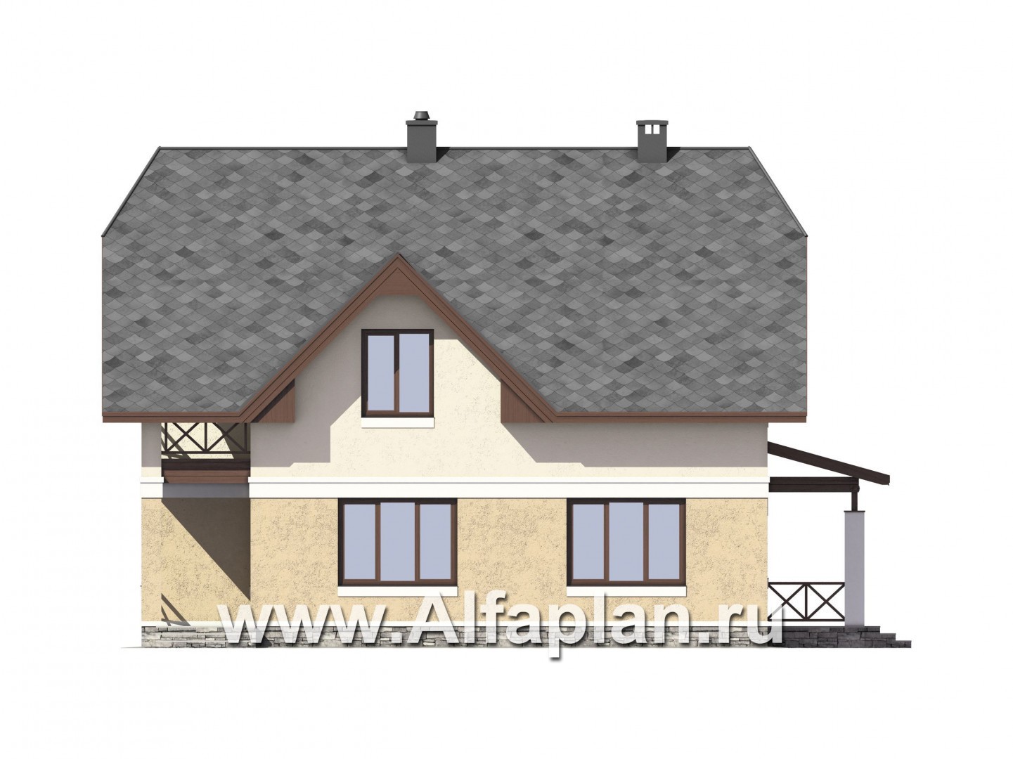 Проекты домов Альфаплан - Экономичный дом из газобетона с гаражом - изображение фасада №2