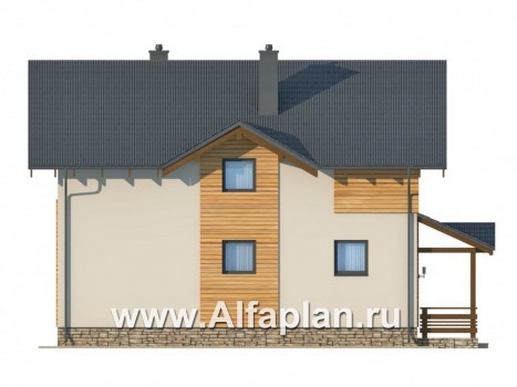Проекты домов Альфаплан - Экономичный дом с мансардой из газобетона - превью фасада №3