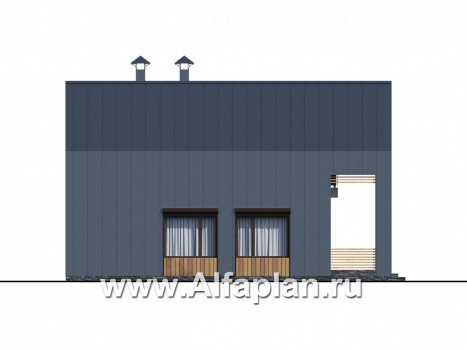 Проекты домов Альфаплан - «Сигма» - стильный двухэтажный каркасный дом - превью фасада №3