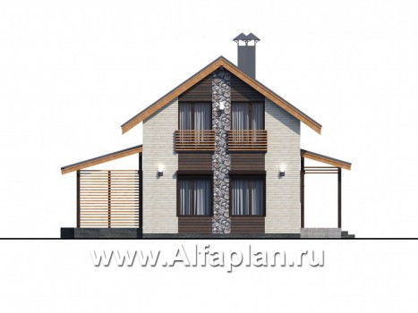 Проекты домов Альфаплан - «Сигма» - небольшой дом с сауной на первом этаже - превью фасада №1