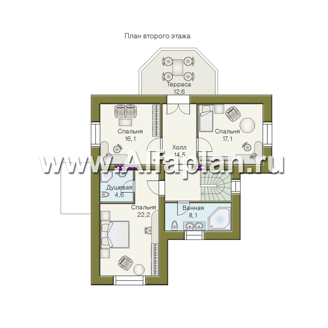 Проекты домов Альфаплан - «Приорат» - двухэтажный коттедж с рустовкой - изображение плана проекта №2