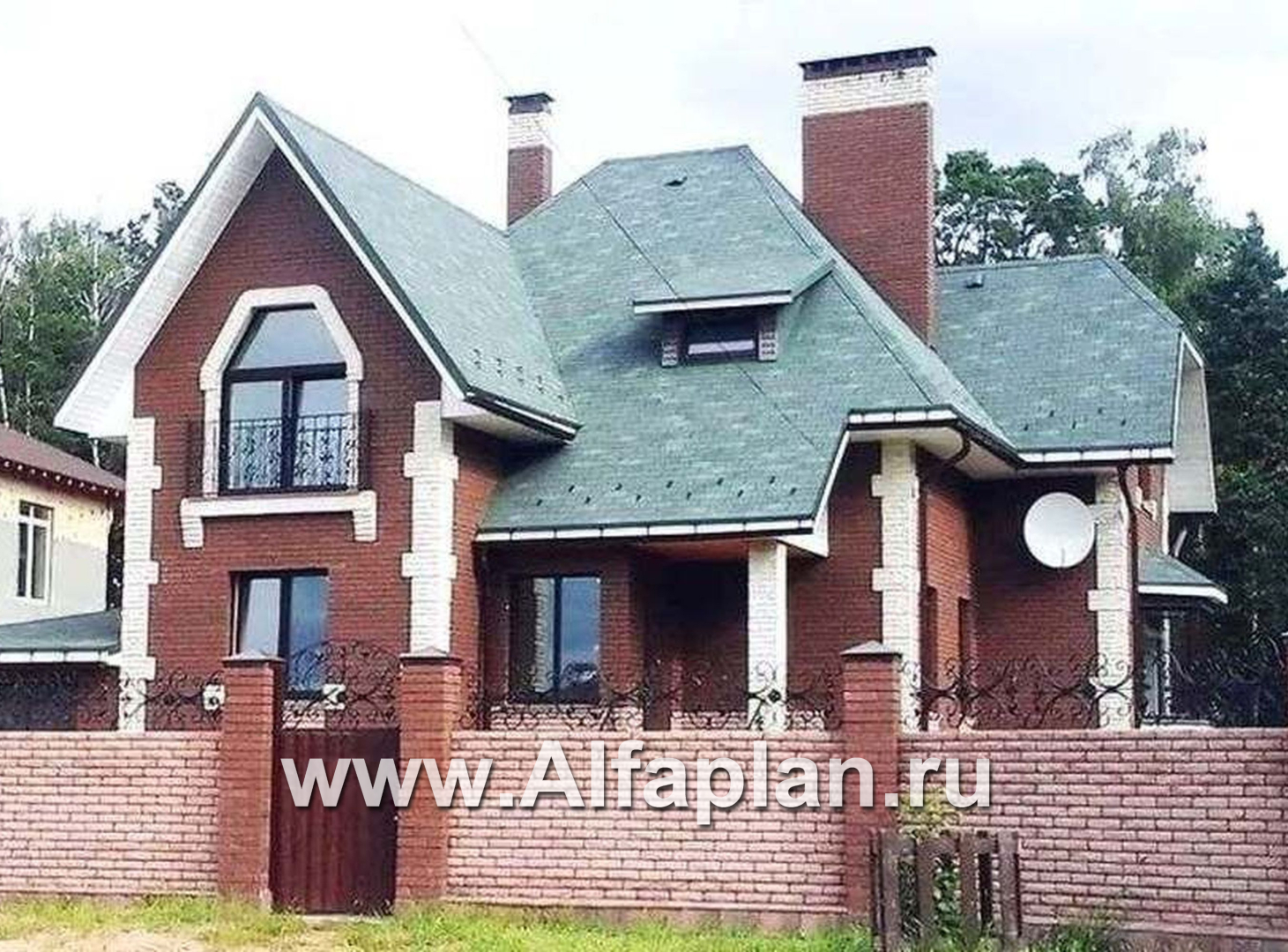«Приорат» - проект дома с мансардой, кабинет на 1 эт, с террасой и с эркером, суперхит стройплощадок! - дизайн дома №7