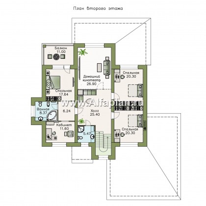 Проекты домов Альфаплан - «Демидов» - респектабельный особняк с гаражом на два автомобиля - превью плана проекта №2