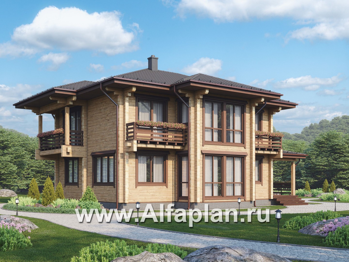 Проекты домов Альфаплан - Дом из бруса с двусветным пространством - дополнительное изображение №1