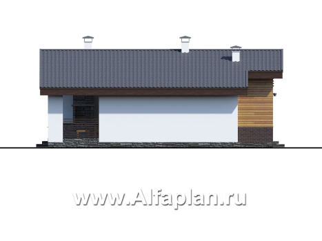 «Альфа» - проект красивого одноэтажного дома, с сауной и с террасой в скандинавском стиле - превью фасада дома
