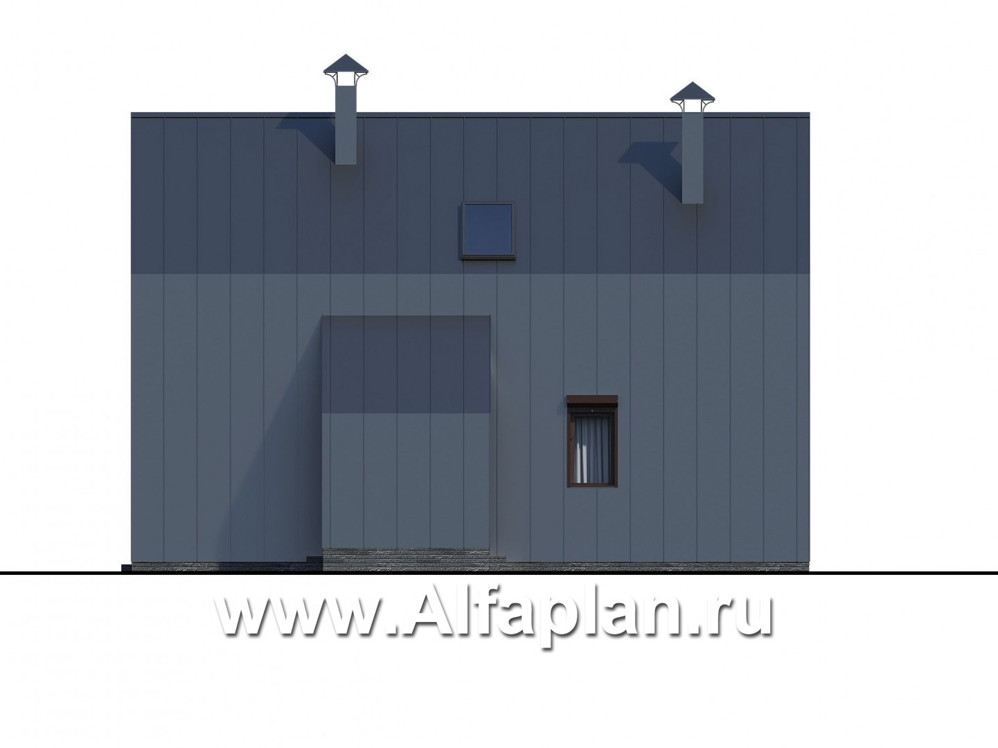 Проекты домов Альфаплан - «Тау» - двухэтажный дом с фальцевыми фасадами и кровлей - изображение фасада №2