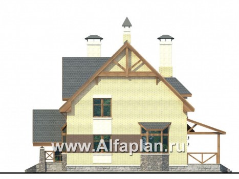 Проекты домов Альфаплан - «Норд» - проект двухэтажного загородного дома с гаражом и террасой - превью фасада №2