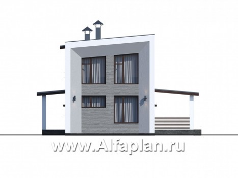 Проекты домов Альфаплан - «Тау» - каркасный дом с односкатной кровлей - превью фасада №4