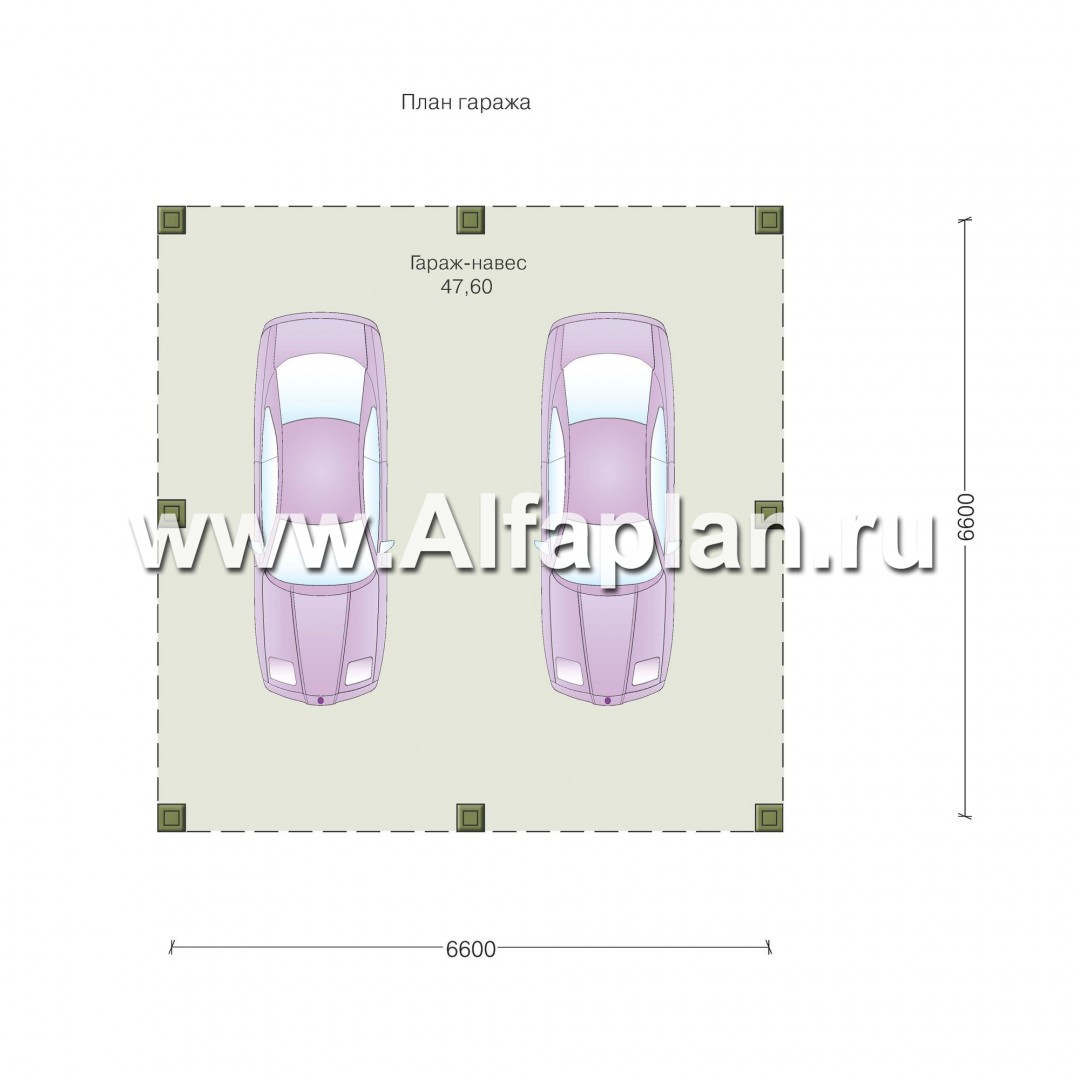 Гараж-навес на 2 авто - план дома