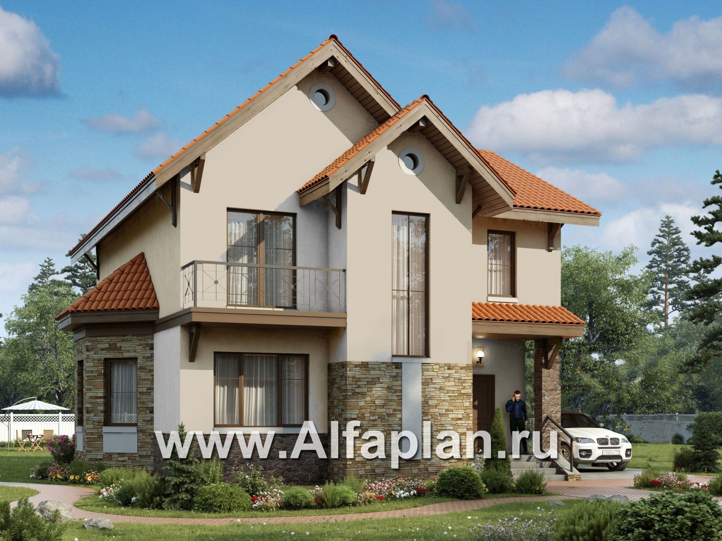 Проекты домов Альфаплан - «Pro vita» - компактный дом с удобной планировкой - основное изображение