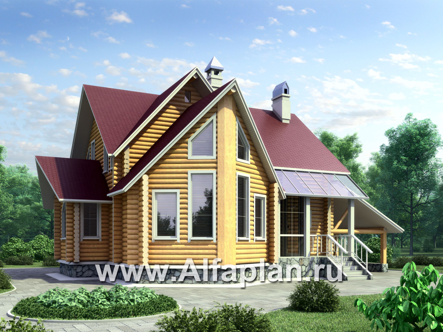 Проекты домов Альфаплан - «Л-Хаус» - деревянный дом с навесом для машины - дополнительное изображение №2
