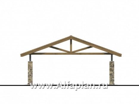 Гараж-навес на 2 авто, с пирамидальной крышей - превью фасада дома