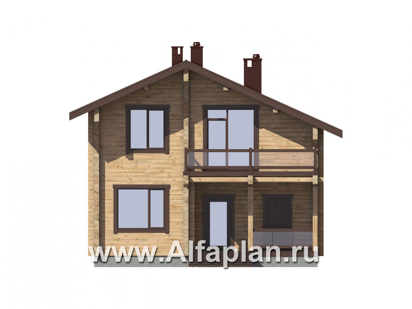 Проекты домов Альфаплан - Традиционный деревянный дом с удобной планировкой - изображение фасада №1