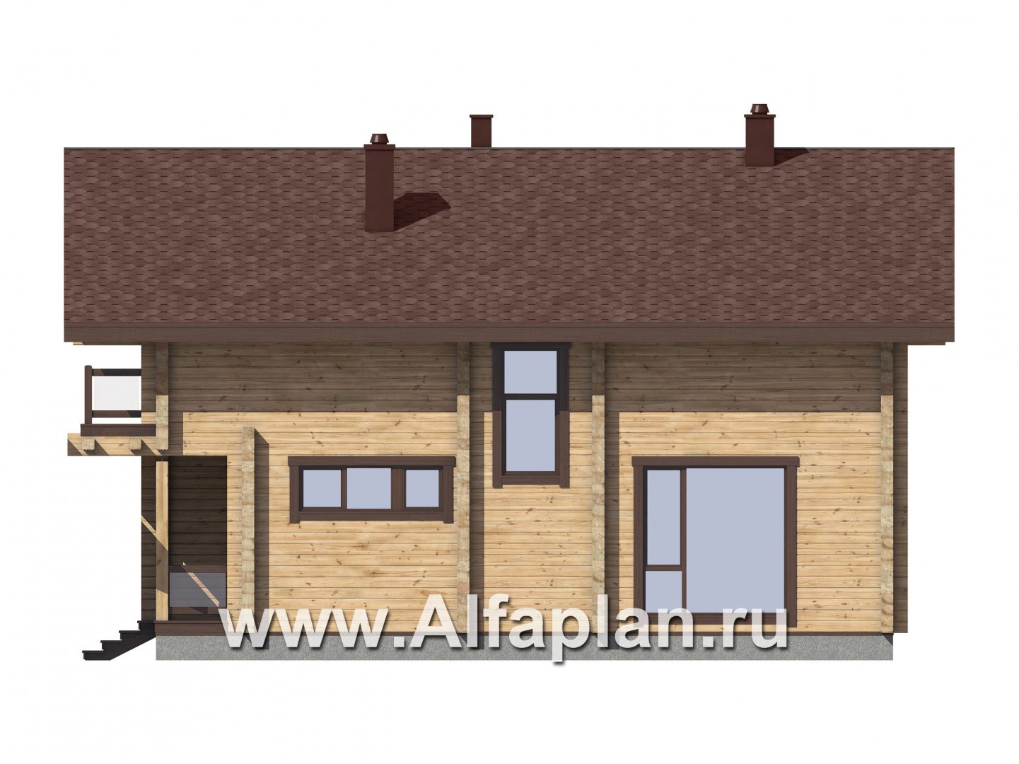 Проекты домов Альфаплан - Традиционный деревянный дом с удобной планировкой - изображение фасада №4