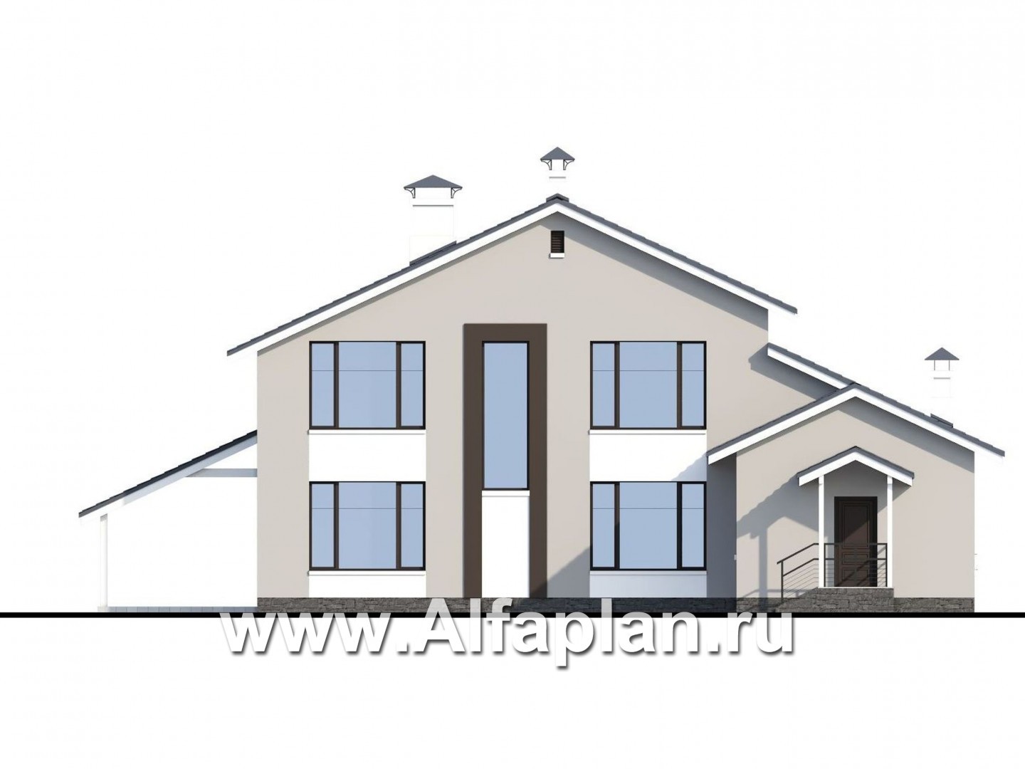 Проекты домов Альфаплан - «Альтернатива Хиггса» - современный дом с красивой верандой - изображение фасада №4