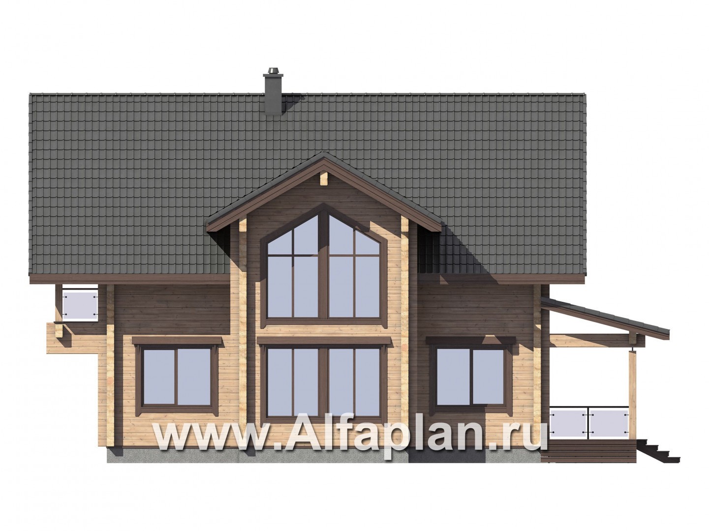Проекты домов Альфаплан - Современный дом из бруса с удобной планировкой - изображение фасада №1