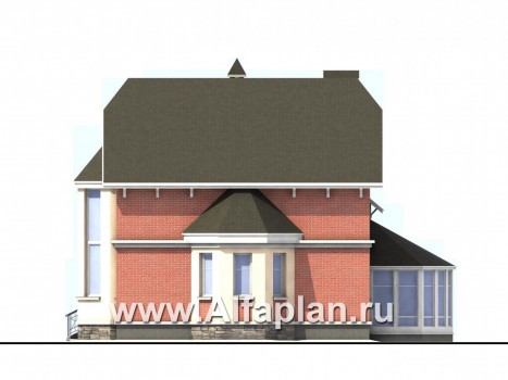 Проекты домов Альфаплан - «Фаворит» - современный коттедж с высоким эркером - превью фасада №2