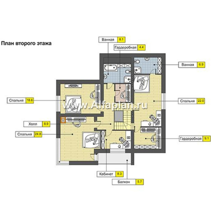 Проекты домов Альфаплан - Современный коттедж с гаражом и бильярдной - превью плана проекта №3