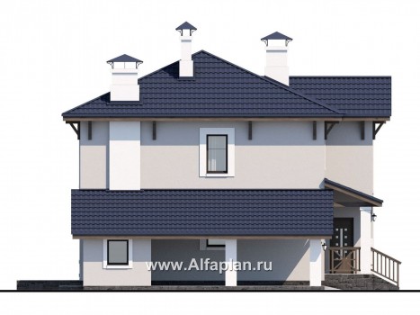 Проекты домов Альфаплан - «Смарт» - вместительный и компактный двухэтажный коттедж - превью фасада №3