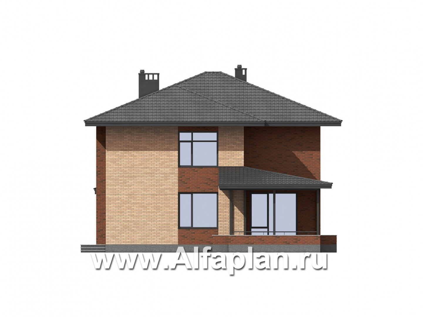 Проекты домов Альфаплан - Двухэтажный комфортный загородный дом - изображение фасада №1