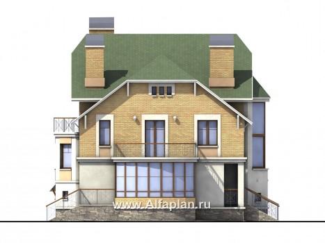 Проекты домов Альфаплан - «Крестный Пачино»  - фешенебельный загородный дом - превью фасада №3