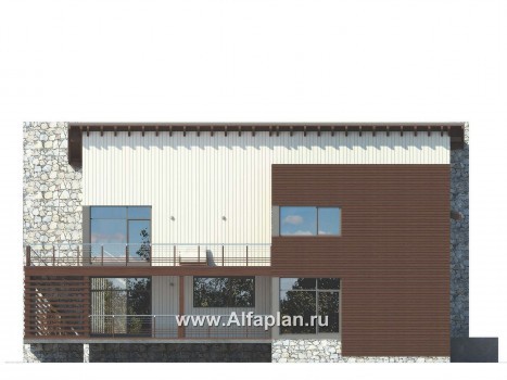Проекты домов Альфаплан - Комфортабельный загородный дом - превью фасада №4