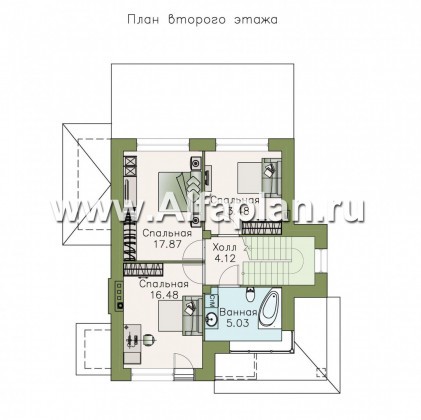 «Прагматика» -  проект двухэтажного дома с мансардой из газобетона,  с террасой и бильярдной, в современном стиле - превью план дома