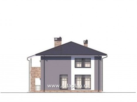 Проекты домов Альфаплан - Двухэтажный дом с гаражом - превью фасада №4