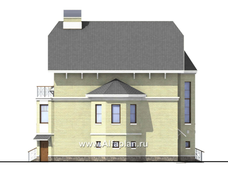 «Верона» - проект трехэтажного дома, с эркером и с верандой, с гаражом - превью фасада дома