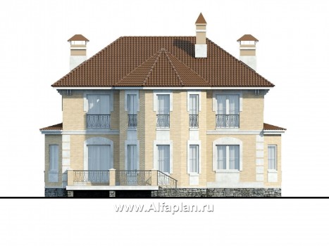 Проекты домов Альфаплан - «Головин»- особняк в стиле Петровских традиций - превью фасада №4
