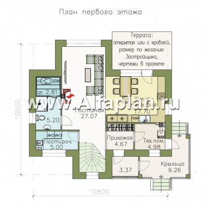 «Жемчужина» - красивый проект двухэтажного дома для небольшой семьи, 3 спальни и сауна - превью план дома