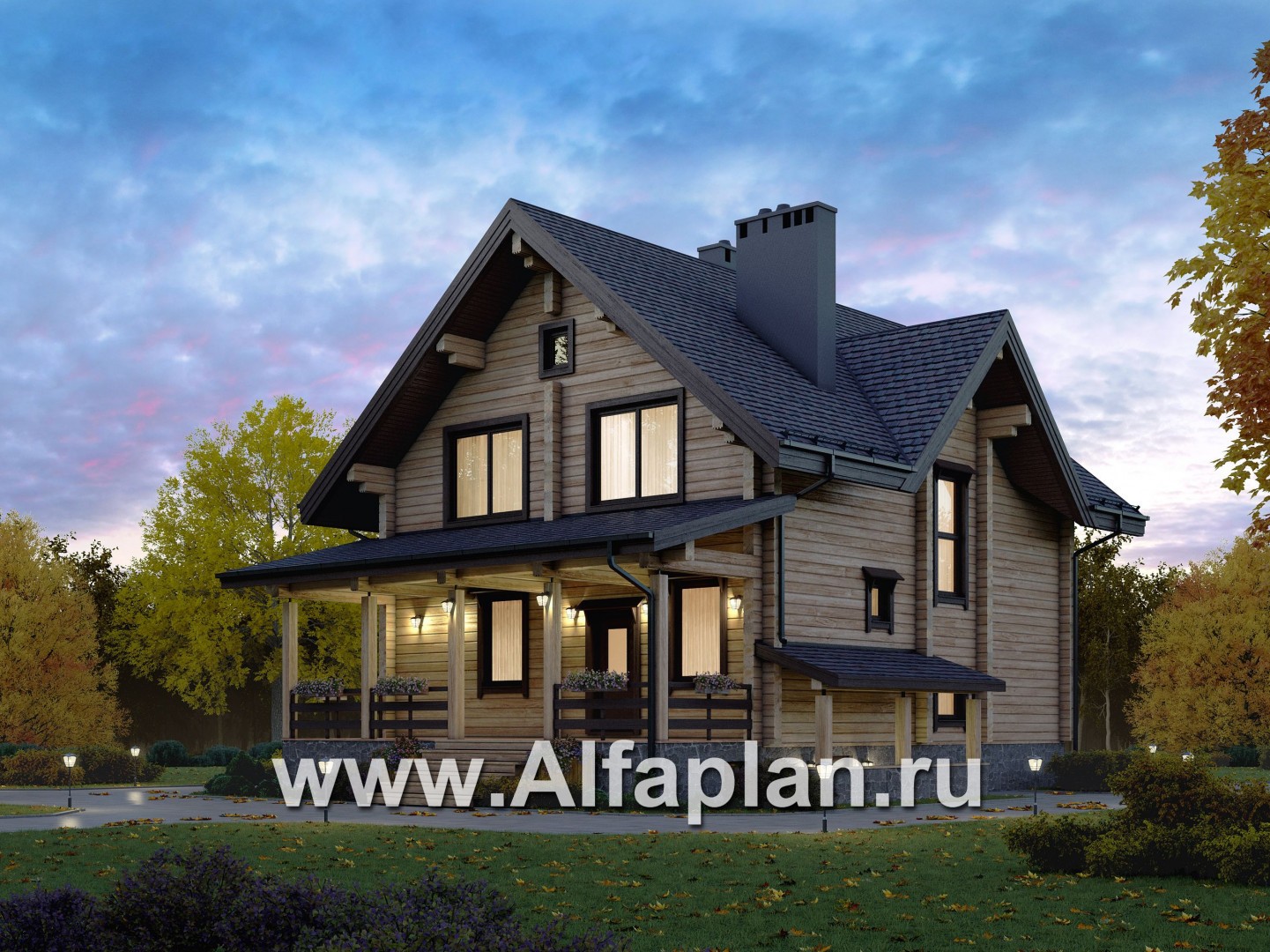 Проекты домов Альфаплан - Компактный деревянный дом с цоколем - дополнительное изображение №1