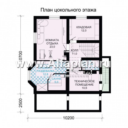 Проекты домов Альфаплан - Компактный деревянный дом с цоколем - превью плана проекта №1
