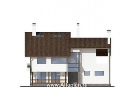 Проекты домов Альфаплан - Коттедж с эффектными фасадами и планировкой - превью фасада №4