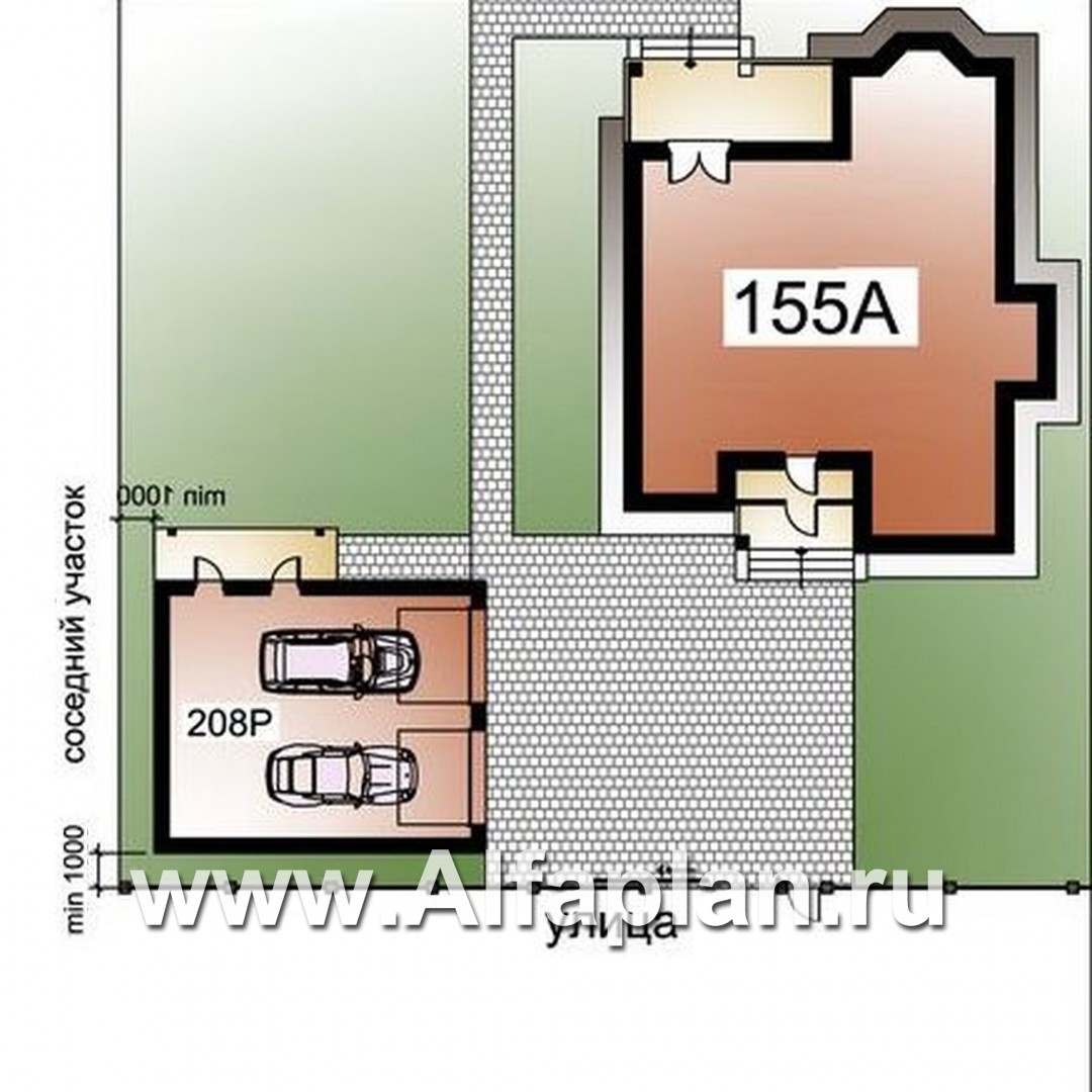 «Репутация»_ДУО - проект двухэтажного дома из газобетона + проект гаража на 2 авто - дизайн дома №2