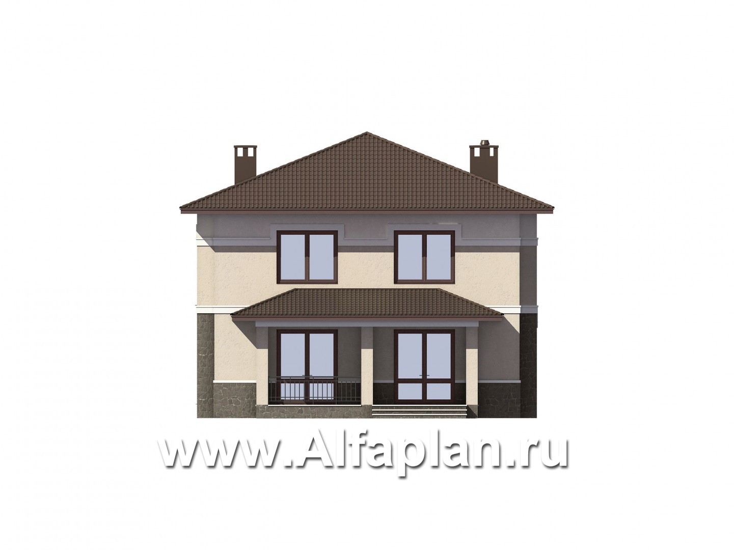 Проекты домов Альфаплан - Двухэтажный особняк с удобной планировкой - изображение фасада №1