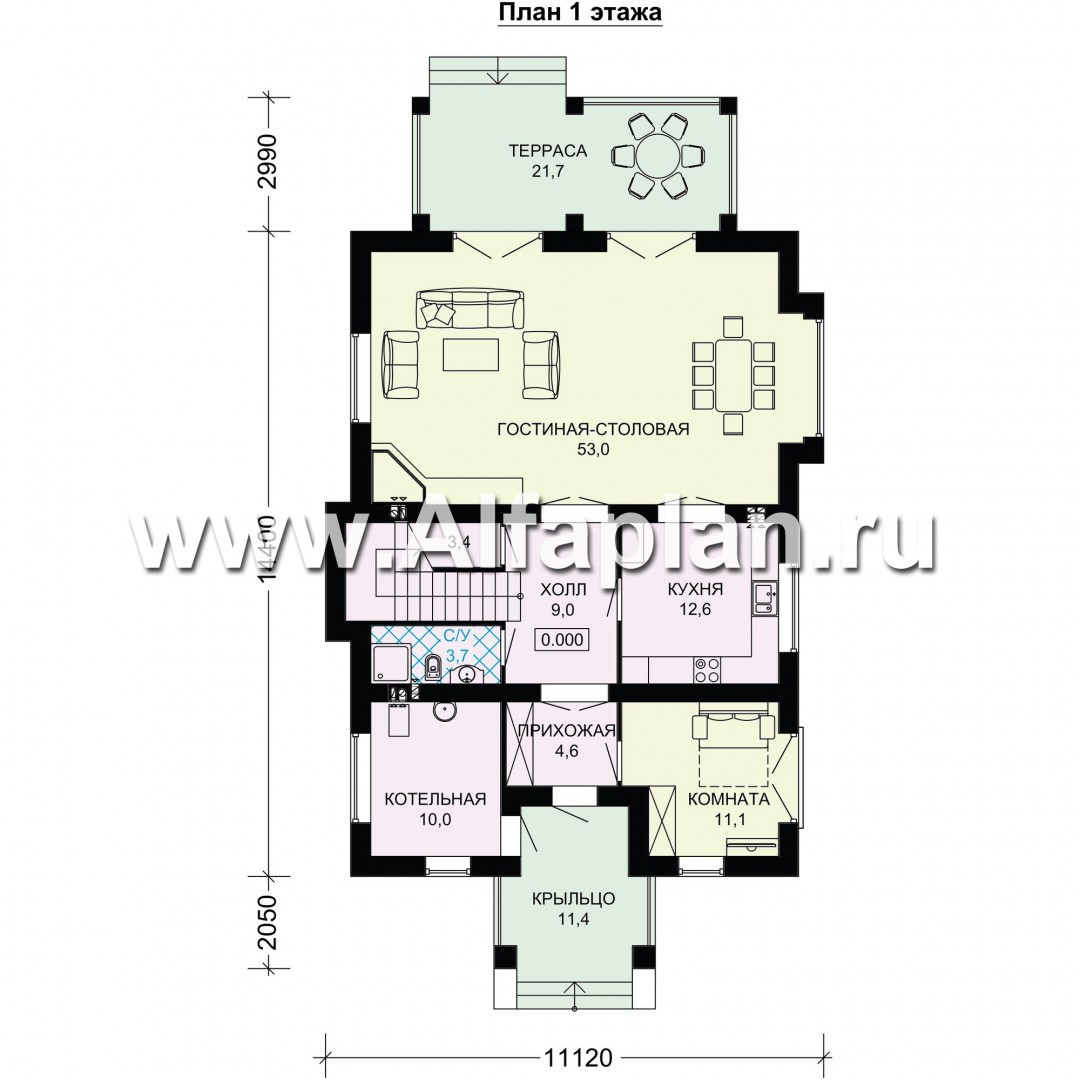 Проекты домов Альфаплан - Двухэтажный особняк с удобной планировкой - план проекта №1