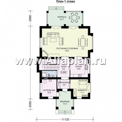 Проекты домов Альфаплан - Двухэтажный особняк с удобной планировкой - превью плана проекта №1