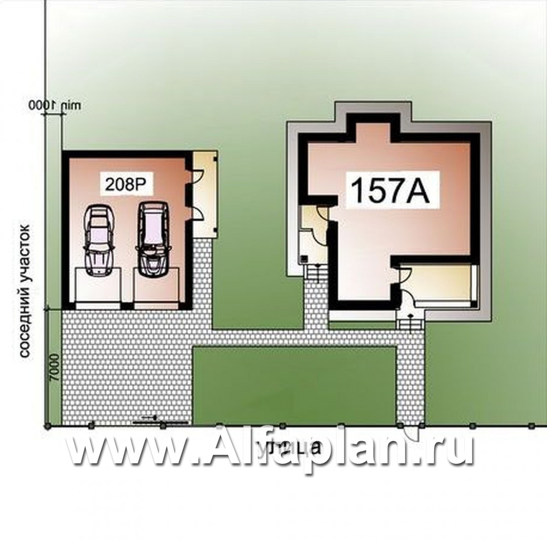 «Знаменка»_ДУО - проект двухэтажного дома из газобетона + проект гаража на 2 авто - дизайн дома №1