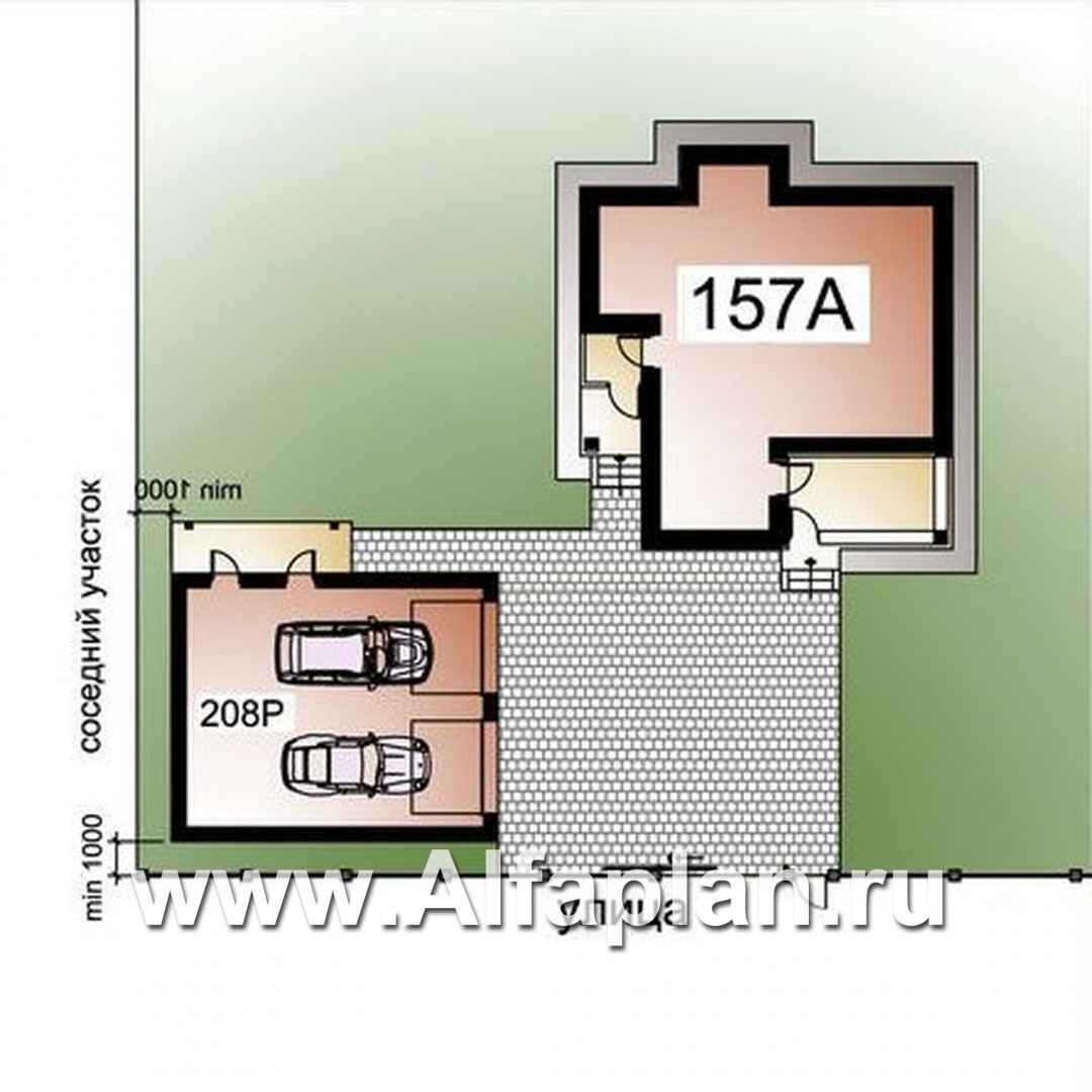 «Знаменка»_ДУО - проект двухэтажного дома из газобетона + проект гаража на 2 авто - дизайн дома №2